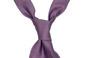 Krawat jedwabny lawendowy z kwiatami - Zack Roman