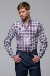 Koszula button down bawełniana w fioletową kratę - Zack Roman