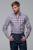 Koszula button down, w fioletową kratę, bawełniana - na modelu, przód