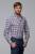 Koszula button down, w fioletową kratę, bawełniana - na modelu, z boku
