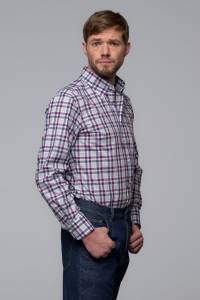 Koszula button down bawełniana w fioletową kratę - Zack Roman