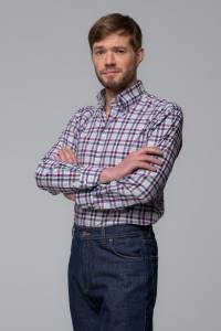 Koszula button down bawełniana w fioletową kratę - Zack Roman