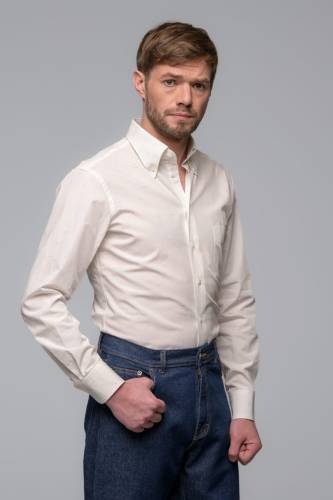 Koszula button down Piksel, bawełniana