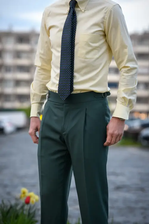 Żółta koszula OCBD, preppy, bawełna organiczna - z krawatem