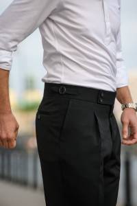 Spodnie gabardynowe Biella czarne wełniane - Zack Roman