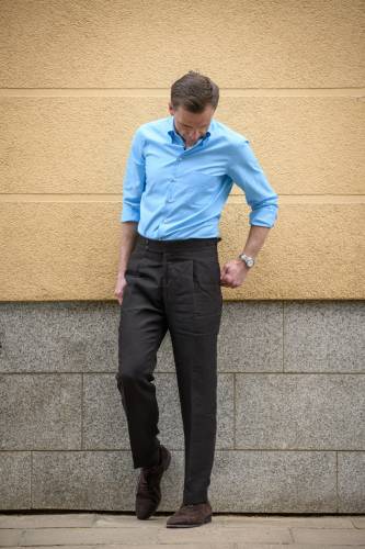 Spodnie lniane Bolzano, brązowe