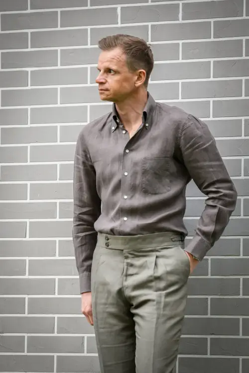 Koszula Havana button down lniana brązowa - Zack Roman