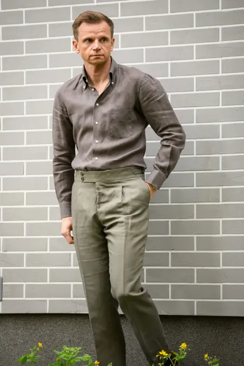 Koszula Havana button down lniana brązowa - Zack Roman