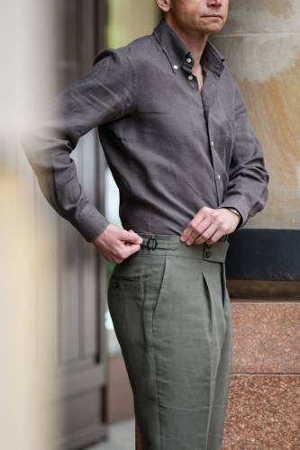 Koszula Havana button down lniana brązowa - Zack Roman