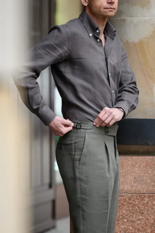 Koszula Havana button down lniana brązowa - Zack Roman