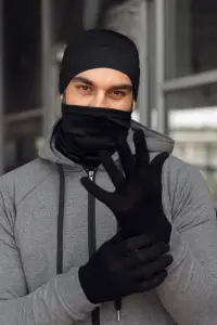 Rękawiczki sportowe z wełny merino, czarne