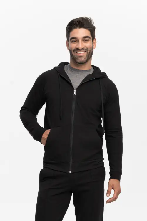 Bluza dresowa z bawełny organicznej Tony, czarna - na modelu