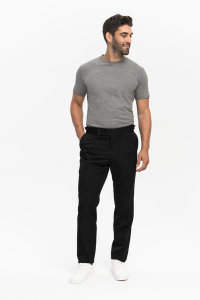 Spodnie gabardynowe Biella czarne wełniane - Zack Roman