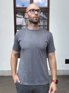 T-shirt sportowy merino 195 popielaty - Zack Roman