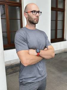 T-shirt sportowy merino 195 popielaty - Zack Roman