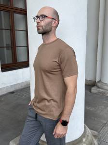 T-shirt sportowy merino 195 beżowy - Zack Roman