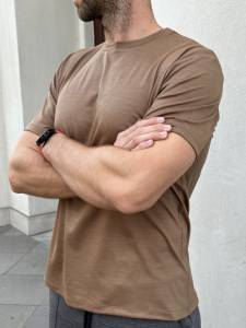 T-shirt sportowy merino 195 beżowy - Zack Roman