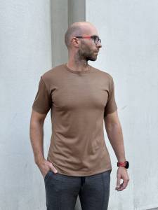 T-shirt sportowy merino 195 beżowy - Zack Roman
