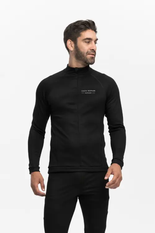 Longsleeve sportowy Expedition Extra Warm z wełny merino, czarny, 283 gr - na modelu