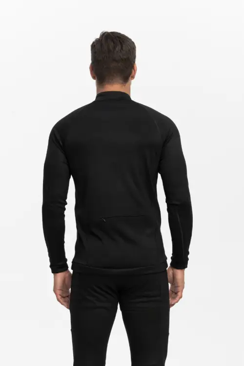 Longsleeve sportowy Expedition Extra Warm z wełny merino, czarny, 283 gr - na modelu, tył