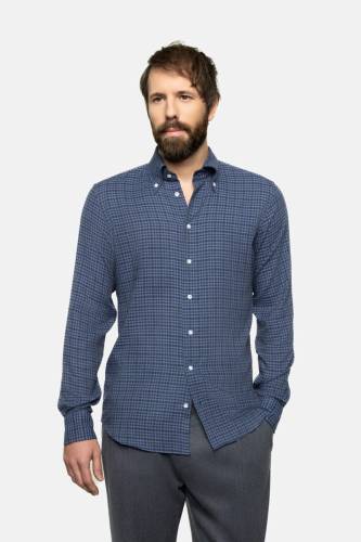 Koszula button down Vichy niebieska bawełniano-kaszmirowa - Zack Roman