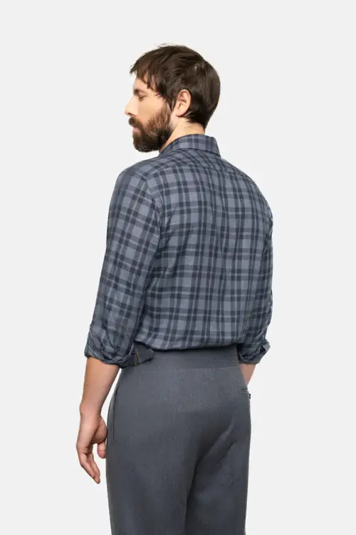 Szara koszula w kratkę Gingham, bawełniana - zdjęcie 5
