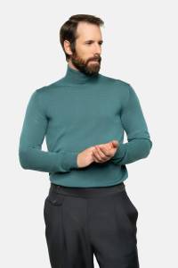 Golf z wełny merino, zielony maripozyt