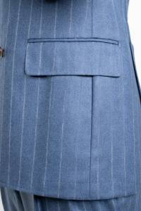 Garnitur dwurzędowy w tenis flanelowy niebieski wełniany - Zack Roman