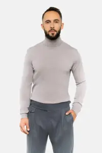Golf z wełny merino, beżowy