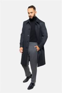 Płaszcz Chesterfield, grafitowy, wełniany