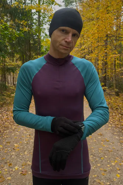 Longsleeve sportowy merino fioletowo-turkusowy 195g - Zack Roman