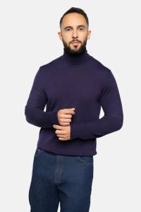 Oberżynowy golf z wełny merino 