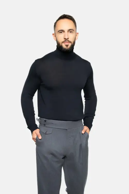Golf z wełny merino, czarny - zdjęcie 6