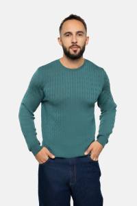 Sweter warkoczowy z wełny merino, zielony maripozyt