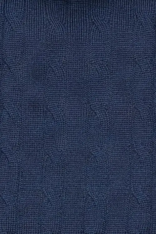 Sweter warkoczowy z wełny merino, granatowy - zdjęcie 9