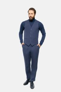 Kamizelka vintage Bewelana granatowa bielska wełna - Zack Roman