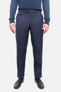 Granatowe spodnie vintage Bewelana, bielska wełna