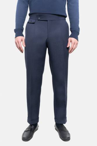 Granatowe spodnie vintage Bewelana, bielska wełna