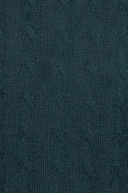Sweter warkoczowy z wełny merino, zielony - zdjęcie 6