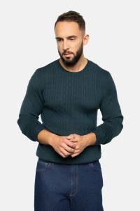 Sweter warkoczowy z wełny merino, zielony