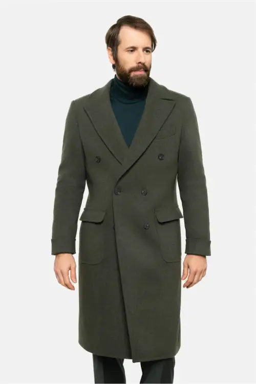 Płaszcz Ulster British Army Green, wełniany - na modelu