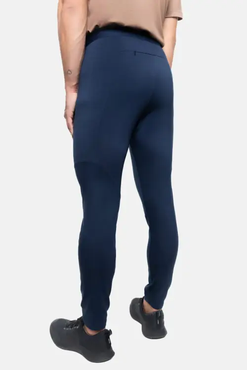 Legginsy sportowe z wełny merino, granatowe - tył