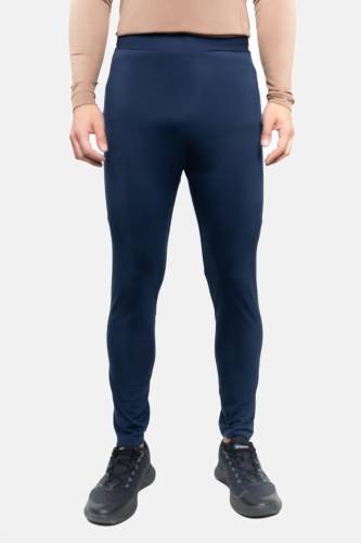Legginsy sportowe z wełny merino, granatowe - na modelu