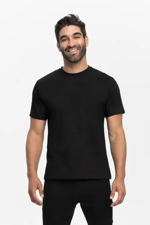 T-shirt sportowy z wełny merino, czarny - zdjęcie 7