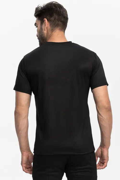 T-shirt sportowy z wełny merino, czarny - zdjęcie 9