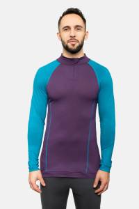 Longsleeve sportowy merino fioletowo-turkusowy 195g - Zack Roman
