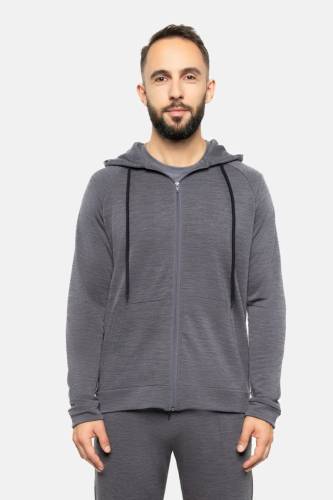 Bluza dresowa z wełny merino Super 120’s, French Terry + WR, szara - na modelu