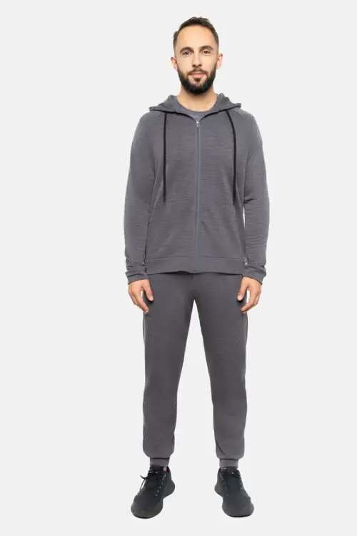 Bluza dresowa z wełny merino Super 120’s, French Terry + WR, szara - zdjęcie 7