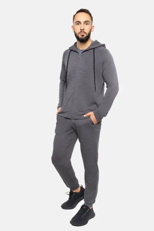 Bluza dresowa z wełny merino Super 120’s, French Terry + WR, szara - zdjęcie 8