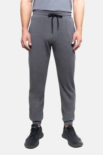 Spodnie dresowe z wełny merino Super 120’s, French Terry + WR, szare - na modelu, przód